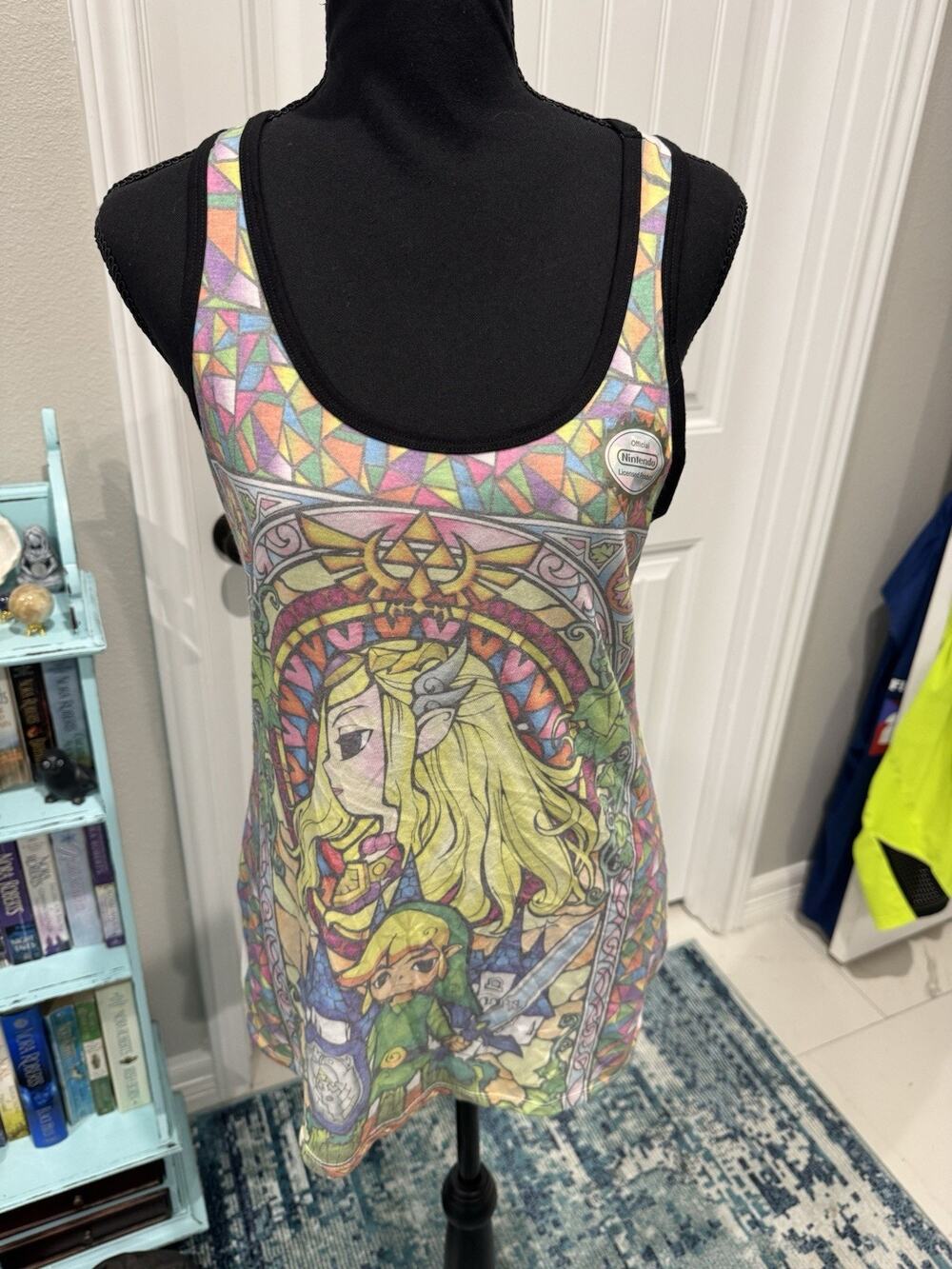 New Women’s M Legend Of Zelda Sleeveless Top Stained Glass Link Nintendo